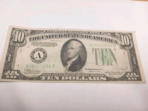 Federal Reserve Note - 1934 A $10.00 Federal Reserve Note Boston - Picture 1 of 6