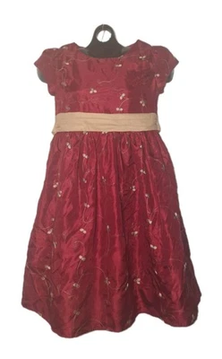 George Girls Red And Gold Short Sleeve Floral  Dress - Image 1 of 4
