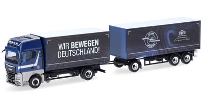HERPA - MAN TGX GX 4x2 con carrozzeria e rimorchio 1+2 assi STICKELMANN - 1/8... - Immagine 1 di 4