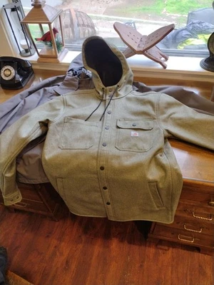 Carhartt Rain Defender Fleece Lined Snap Front Hooded Jacket Mens S Relaxed Fit - Image 1 of 4