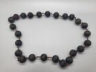 Ladies Vintage Black Beaded Longline Chunky Statement Necklace Over Head