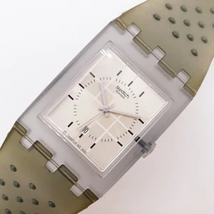 2000 Vintage Rectangular Swiss Made Swatch Square Watch for Men and Women Rare - Picture 1 of 12