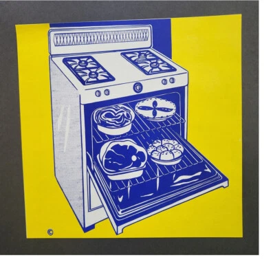 Roy Lichtenstein "Fogão de Cozinha" Montado Off-set Litografia Colorida 1971 - Imagem 1 de 3