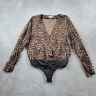 Good American Sebia Leopard Print Bodysuit Womens 2 Brown Loose