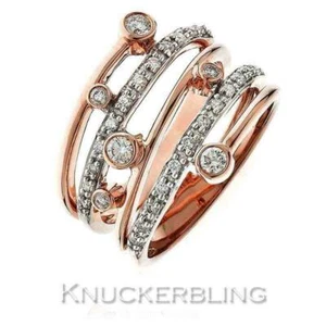 Brilliant Cut F VS Diamond Mutli-Band Ring set in 18ct Rose Pink Gold - Picture 1 of 1