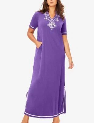 Only Necessities Plus Size Plum Burst Embellished Knit Lounger Size 2X(26/28) - Image 1 of 4