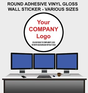 LARGE ROUND Company Logo Self Adhesive Circle Graphic Wall Decal Sticker - Picture 1 of 2