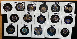 20 PC LOT HAND ENAMELED CLOISONNE BRITISH COINS FROM 1887, 1893, 1902. - Picture 1 of 12