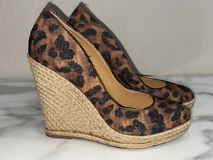Schutz Women's Leopard Print Espadrille Wedge Heels Size 6 - Picture 1 of 7
