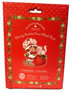 Strawberry Shortcake Face Masks Pack Berry Awake 5 Masks Strawberry and Collagen - Picture 1 of 5