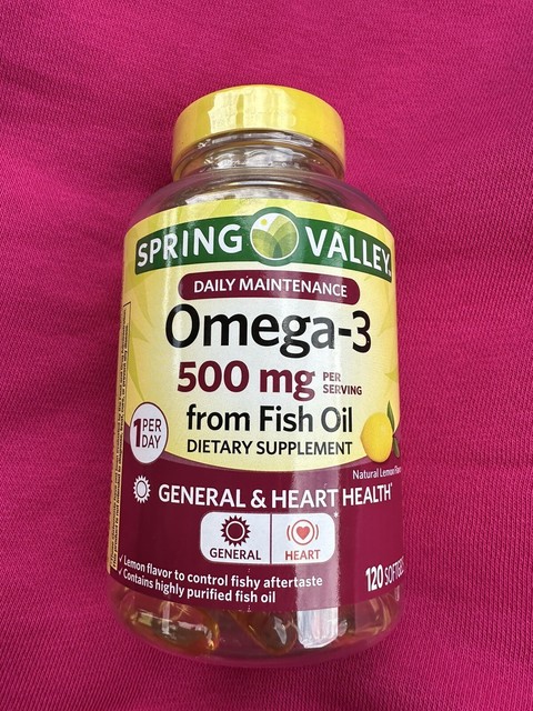 Spring Valley Daily Maintenance Omega-3 from Fish Oil Dietary Supplement,  500 mg, 180 Count 