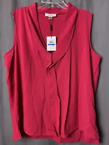 Camicia top Calvin Klein senza maniche lampone anteriore collo a V taglia XL - Nuova con etichette - Foto 1 di 15