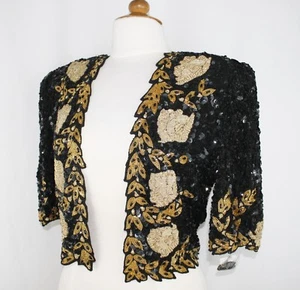 Jasdee Vintage Bolero Jacket HandWork Bead Sequins & Zari Emroidery On Silk 5011 - Picture 1 of 4