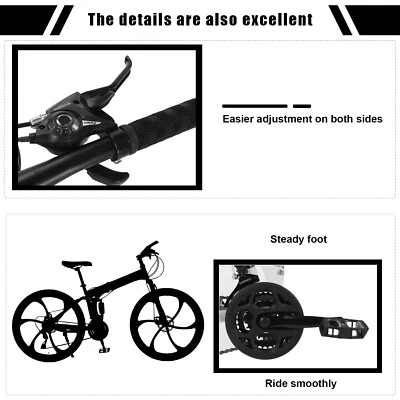 26in Folding Mountain Bike Shimanos 21 Speed Bicycle Full Suspension MTB Bikes - Image 1 of 4