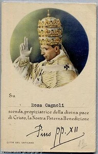 PAPA PIO XII Roma Vaticano Blessed PC 1903 Benedetta da Pio XII Viaggiata 1942 - Imagen 1 de 1