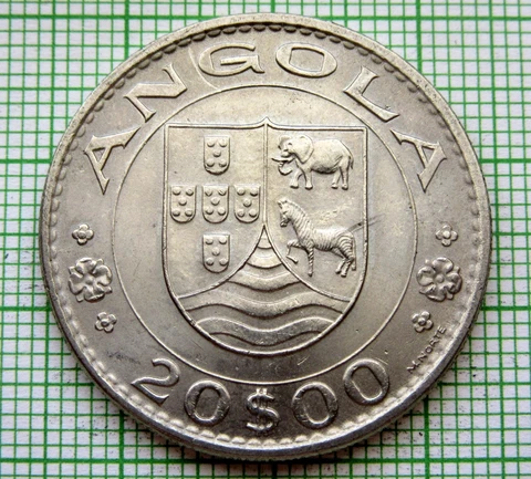 ANGOLA PORTUGUESE COLONIAL 1971 20 ESCUDOS UNC LUSTRE Cover