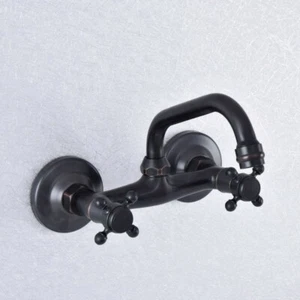 Black Oil Rubbed Brass Kitchen Faucet Bathroom Sink Mixer Tap Wall Mount ssf735 - Picture 1 of 8