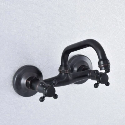 Black Oil Rubbed Brass Kitchen Faucet Bathroom Sink Mixer Tap Wall Mount ssf735 - Image 1 of 4