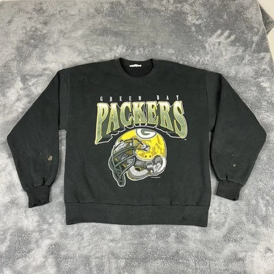 Sudadera De Colección Green Bay Packers Negra Años 90 1995 Cuello Redondo Casco Gráfico Foto 1 de 4