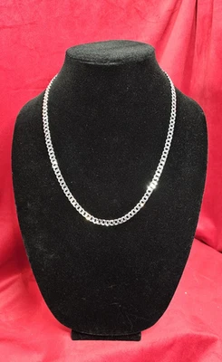 Collar de cadena de plata esterlina 925 cubana Miami plana 22 pulgadas 6 mm *NUEVO* Foto 1 de 4