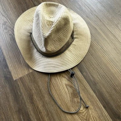 Scala Woven Western Sun Hat Chin Strap Adjustable Beige Rodeo - Image 1 of 4