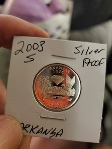 2003-S Arkansas Quarter 90% Silver Amazing Gem Deep Cameo Proof #6049 - Picture 1 of 4