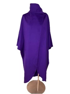 Vintage 1960s 70s Gemini 100% Wool Shawl Cape Cocoon Wrap Coat Purple - Picture 1 of 8