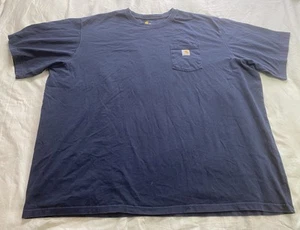 Carhartt Sz 5XL Original Fit Navy Blue Short Sleeve Cotton Pocket Tee Shirt Work - Picture 1 of 5