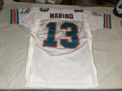 Auténtica camiseta Dan Marino Miami Dolphins Wilson blanca cosida limpia para hombre 48 EE. UU. Foto 1 de 4