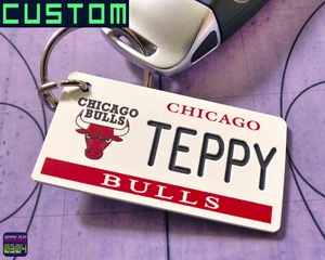 Personalized Chicago Bulls Keychain Tag - Custom Engraved Key Ring - Car Key Tag - Picture 1 of 8