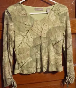 Top de mujer Pequeña manga 3/4 verde marrón forrado 100 % nailon Petite S - Imagen 1 de 1