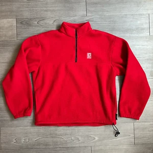 Vintage 90s Chaps Ralph Lauren Red Quarter Zip Polar Fleece Sweatshirt Size M - Picture 1 of 6