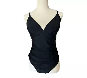 Cupshe One Piece Swimsuit Womens Large Black Bathing Suit V-Neck New - Picture 1 of 9