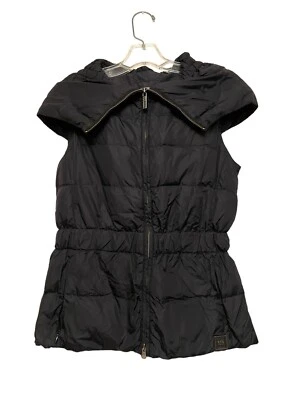 ADD Down Quilted Puffer Hooded Goose Vest Women Size US 4 IT 42 Black Italy Zip - Image 1 of 4