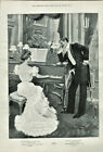 Antique B&W Illustrated Print London News Christmas Number Piano & Church 1899