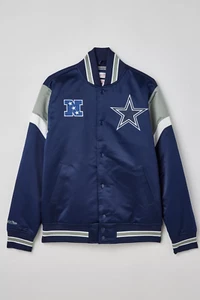 Mitchell & Ness Dallas Cowboys NFL Heavyweight Satin Jacket Navy Blue Medium - Picture 1 of 5