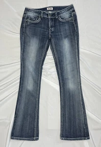 Mudd Jeans Flare Bootcut Low Rise Cotton Blend Blue Denim Juniors Sz. 7 - Picture 1 of 7