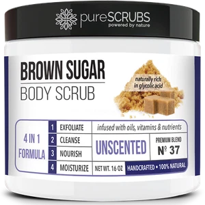 Exfoliante facial y corporal con azúcar morena sin perfume pureSCRUBS + cuchara, esponja y jabón GRATIS - Imagen 1 de 8