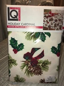 Holiday Cardinal Tablecloth Brand New Red/Green Christmas - Picture 1 of 2