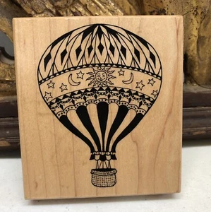 PSX K-1419 Celestial Hot Air Ballon Sun Moon Stars Rubber Stamp - Picture 1 of 3