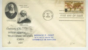Telecommunication Union FDC 1965 Artcraft Cachet Cover Scott 1274 11c Stamp S8 - Picture 1 of 2