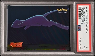 1999 Topps Pokemon MEW LEGENDS FOIL #1 - First Movie Blue Logo - PSA 7 - Image 1 of 2