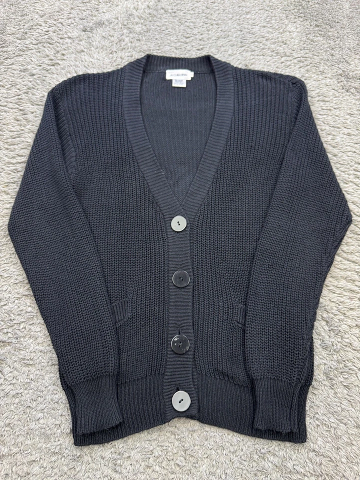 JH коллекционные свитер женщин маленький черный ребристый коренастый вязаный бабушка кардиган винтажный - Изображение 1 из 4