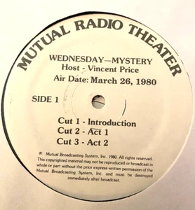 3/26/80 MUTUAL RADIO THEATER HOST VINCENT PRICE 'INTERNATIONAL SPORT' LARRY MOSS - Picture 1 of 5