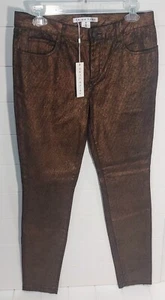 New! Trina Turk Jeans Women's 6 Metallic Bronze Skinny Evening Party Disco Retro - Picture 1 of 10
