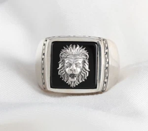 Anillo para hombre - Anillo de sello de plata de ley 925K - Anillo de león - Anillo de motociclista - Leo - Imagen 1 de 5