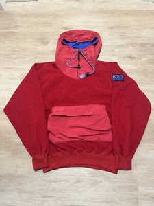 Vintage 90s Polo Ralph Lauren Hi-Tech 1/4 Zip Fleece Hoodie Size Medium Red - Bild 1 von 5