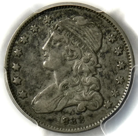 🌚🇺🇸🥰🦅😍🖤💙PCGS XF40 1833 CAPPED BUST QUARTER Cover