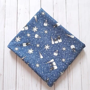 Snowmen & Snowflakes Fabric by Lisa Beck for VIP Fabrics Cranston Blue 2 yards - Picture 1 of 8