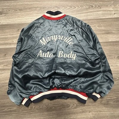 Vintage Mechanic Bomber Jacket Adult Medium Satin Cars 80s 90s Racing Cropped - Image 1 of 4